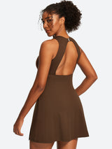 IUGA Open Back Sleeveless Tennis Dress With Built-in Shorts & Pockets | Affordable Yoga Leggings & Activewear by IUGA