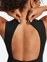 IUGA Open Back Sleeveless Tennis Dress With Built-in Shorts & Pockets | Affordable Yoga Leggings & Activewear by IUGA