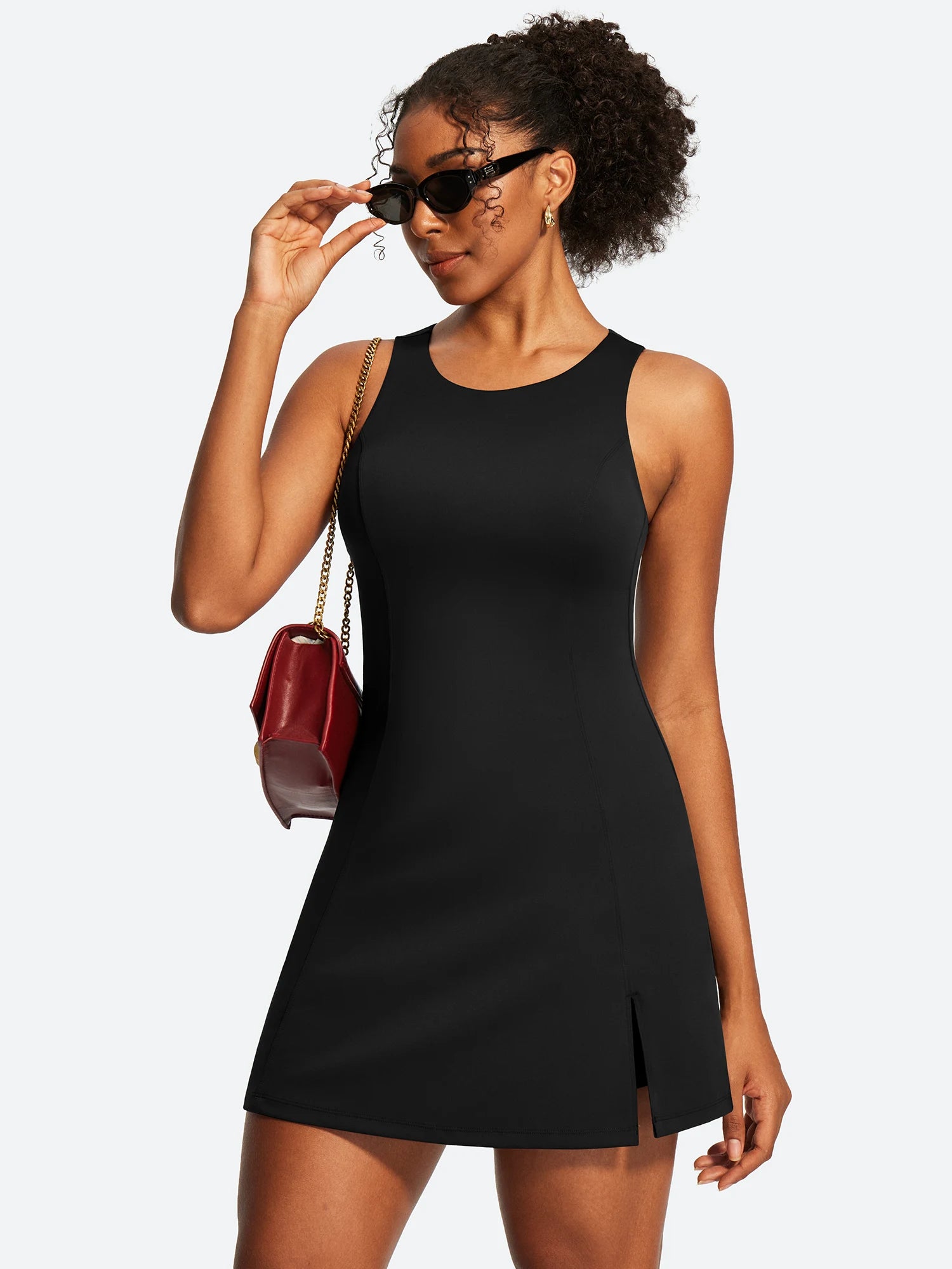 IUGA Open Back Sleeveless Tennis Dress With Built-in Shorts & Pockets | Affordable Yoga Leggings & Activewear by IUGA