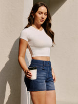 IUGA FlexDenim® Hight Waist Denim Shorts With Pockets | Affordable Yoga Leggings & Activewear by IUGA