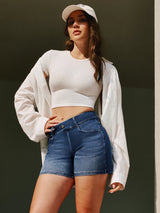 IUGA FlexDenim® Hight Waist Denim Shorts With Pockets | Affordable Yoga Leggings & Activewear by IUGA