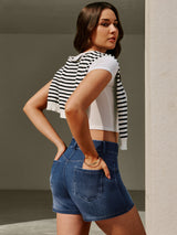 IUGA FlexDenim® Hight Waist Denim Shorts With Pockets | Affordable Yoga Leggings & Activewear by IUGA