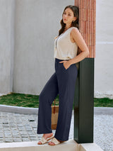 IUGA Cotton Linen Pull-On Wide Leg Pants With Pockets | Affordable Yoga Leggings & Activewear by IUGA