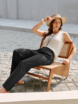 IUGA Cotton Linen Pull-On Wide Leg Pants With Pockets | Affordable Yoga Leggings & Activewear by IUGA