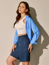 IUGA FlexDenim® Pull On High Waisted Knee Length Loose Fit Jean Shorts With Pockets | Affordable Yoga Leggings & Activewear by IUGA