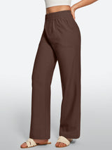 IUGA Cotton Linen Pull-On Wide Leg Pants With Pockets | Affordable Yoga Leggings & Activewear by IUGA