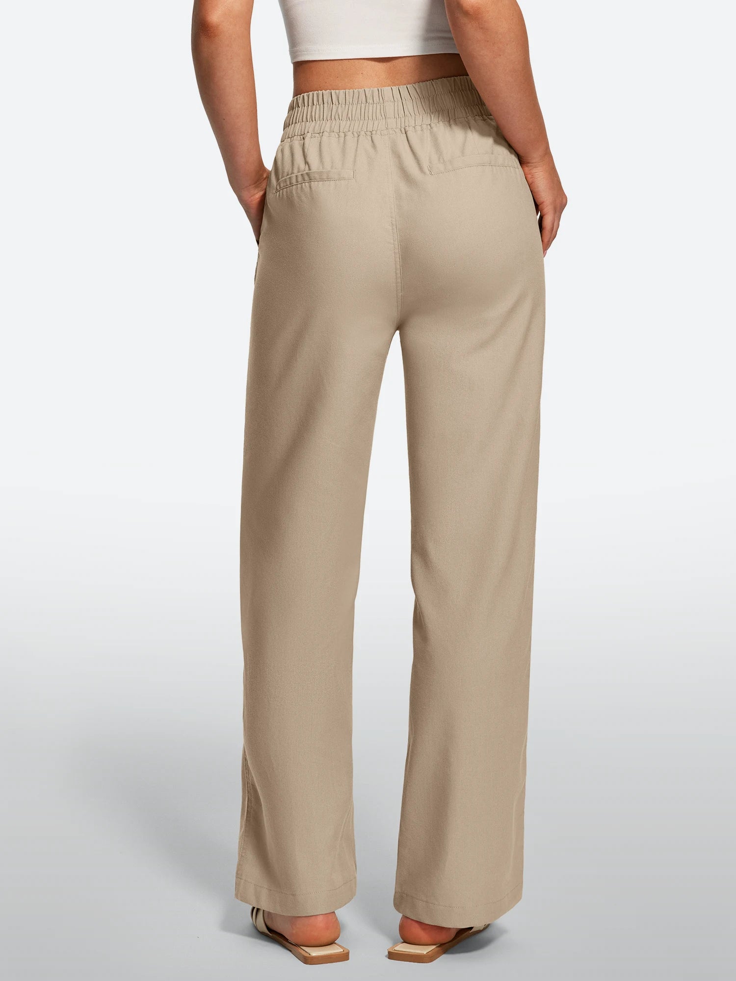 IUGA Cotton Linen Pull-On Wide Leg Pants With Pockets | Affordable Yoga Leggings & Activewear by IUGA