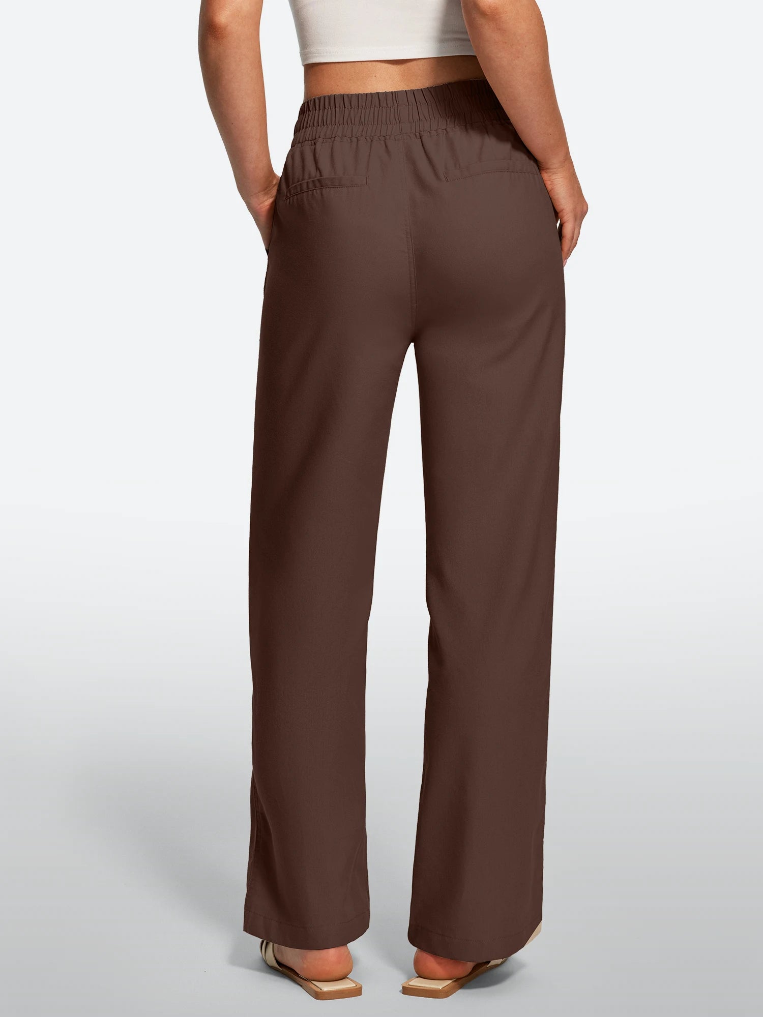 IUGA Cotton Linen Pull-On Wide Leg Pants With Pockets | Affordable Yoga Leggings & Activewear by IUGA