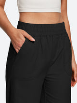 IUGA Cotton Linen Pull-On Wide Leg Pants With Pockets | Affordable Yoga Leggings & Activewear by IUGA