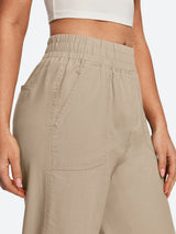 IUGA Cotton Linen Pull-On Wide Leg Pants With Pockets | Affordable Yoga Leggings & Activewear by IUGA