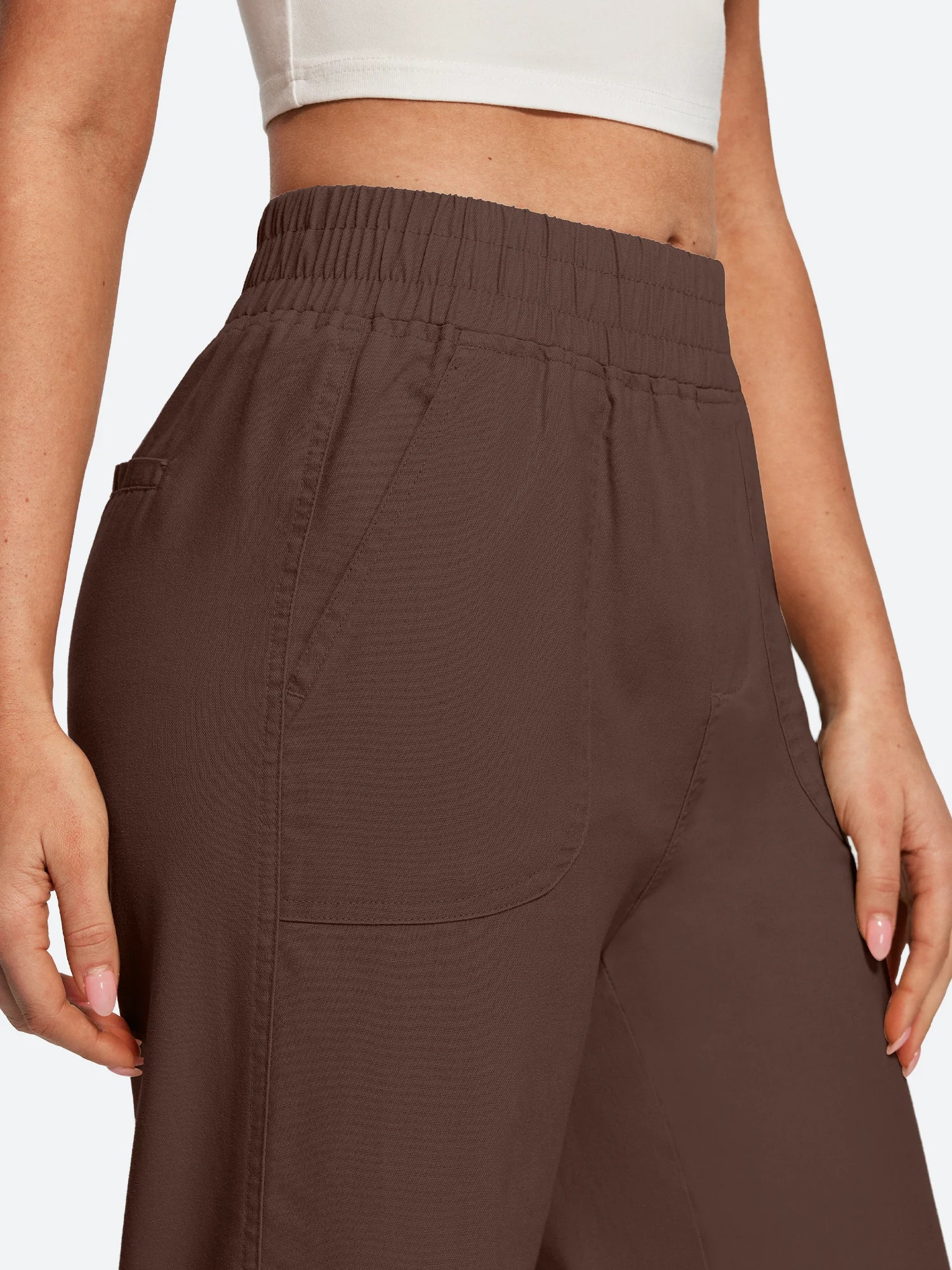 IUGA Cotton Linen Pull-On Wide Leg Pants With Pockets | Affordable Yoga Leggings & Activewear by IUGA