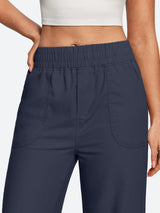 IUGA Cotton Linen Pull-On Wide Leg Pants With Pockets | Affordable Yoga Leggings & Activewear by IUGA