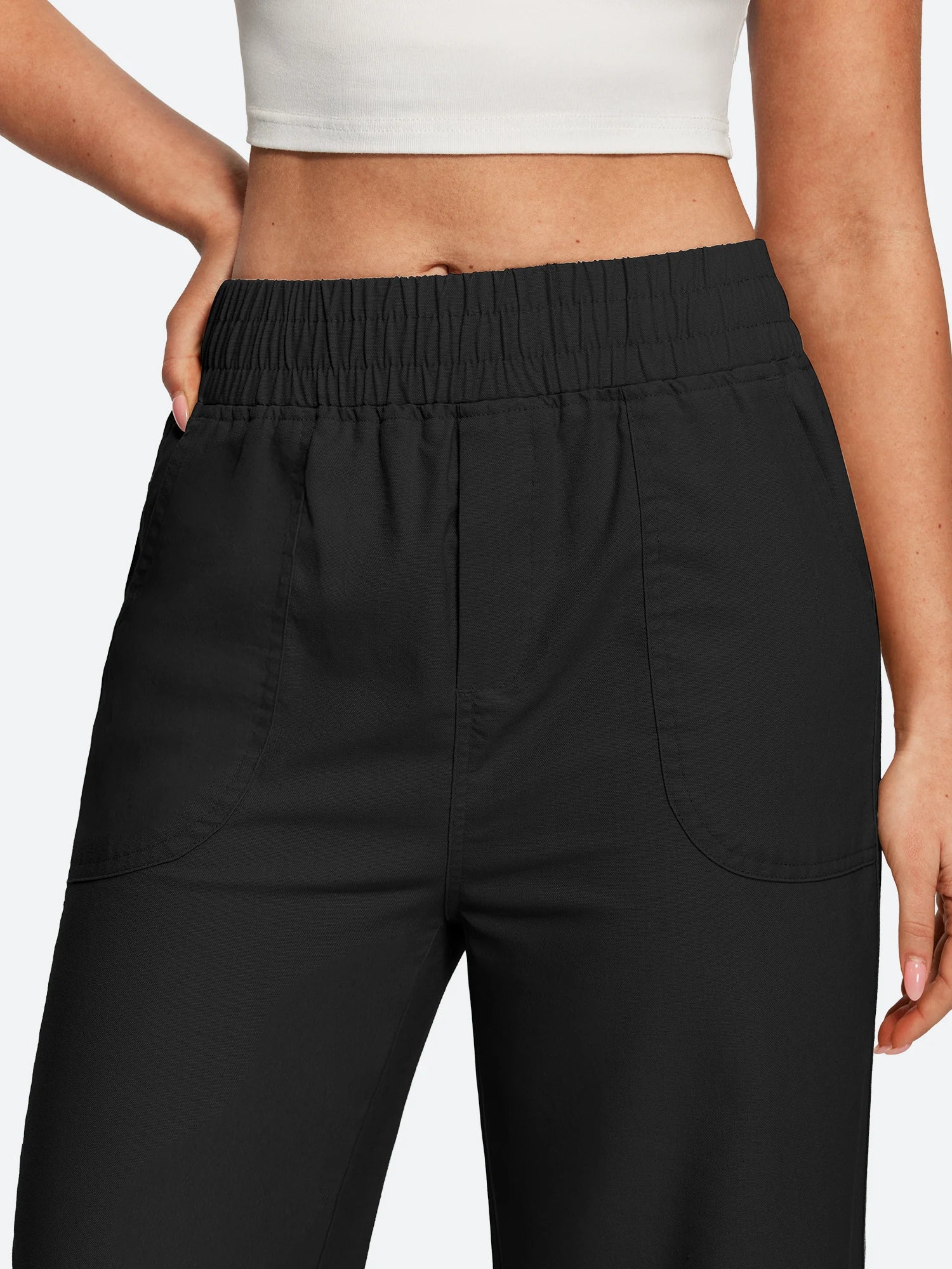 IUGA Cotton Linen Pull-On Wide Leg Pants With Pockets | Affordable Yoga Leggings & Activewear by IUGA