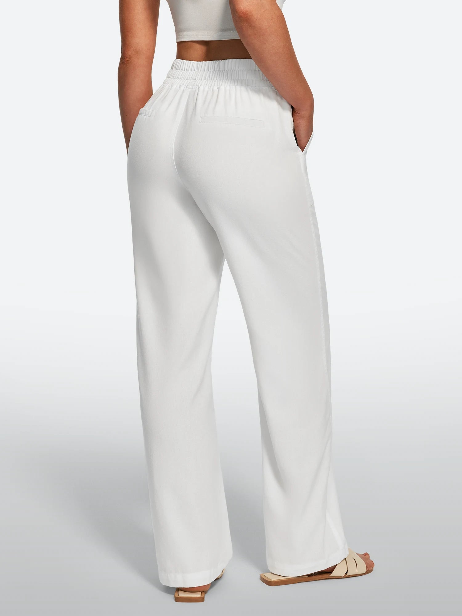 IUGA Cotton Linen Pull-On Wide Leg Pants With Pockets | Affordable Yoga Leggings & Activewear by IUGA