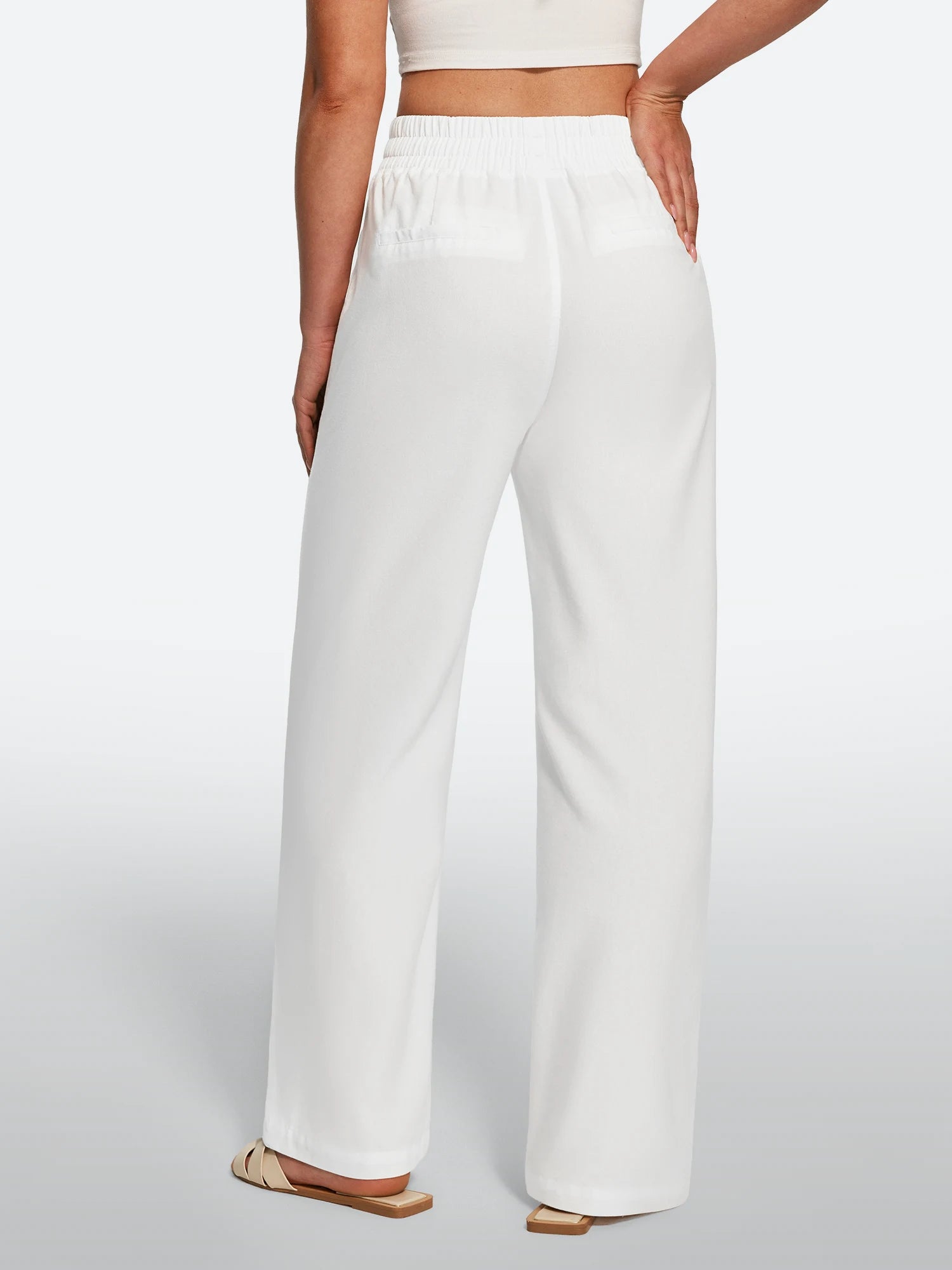 IUGA Cotton Linen Pull-On Wide Leg Pants With Pockets | Affordable Yoga Leggings & Activewear by IUGA