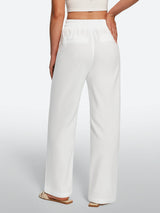 IUGA Cotton Linen Pull-On Wide Leg Pants With Pockets | Affordable Yoga Leggings & Activewear by IUGA