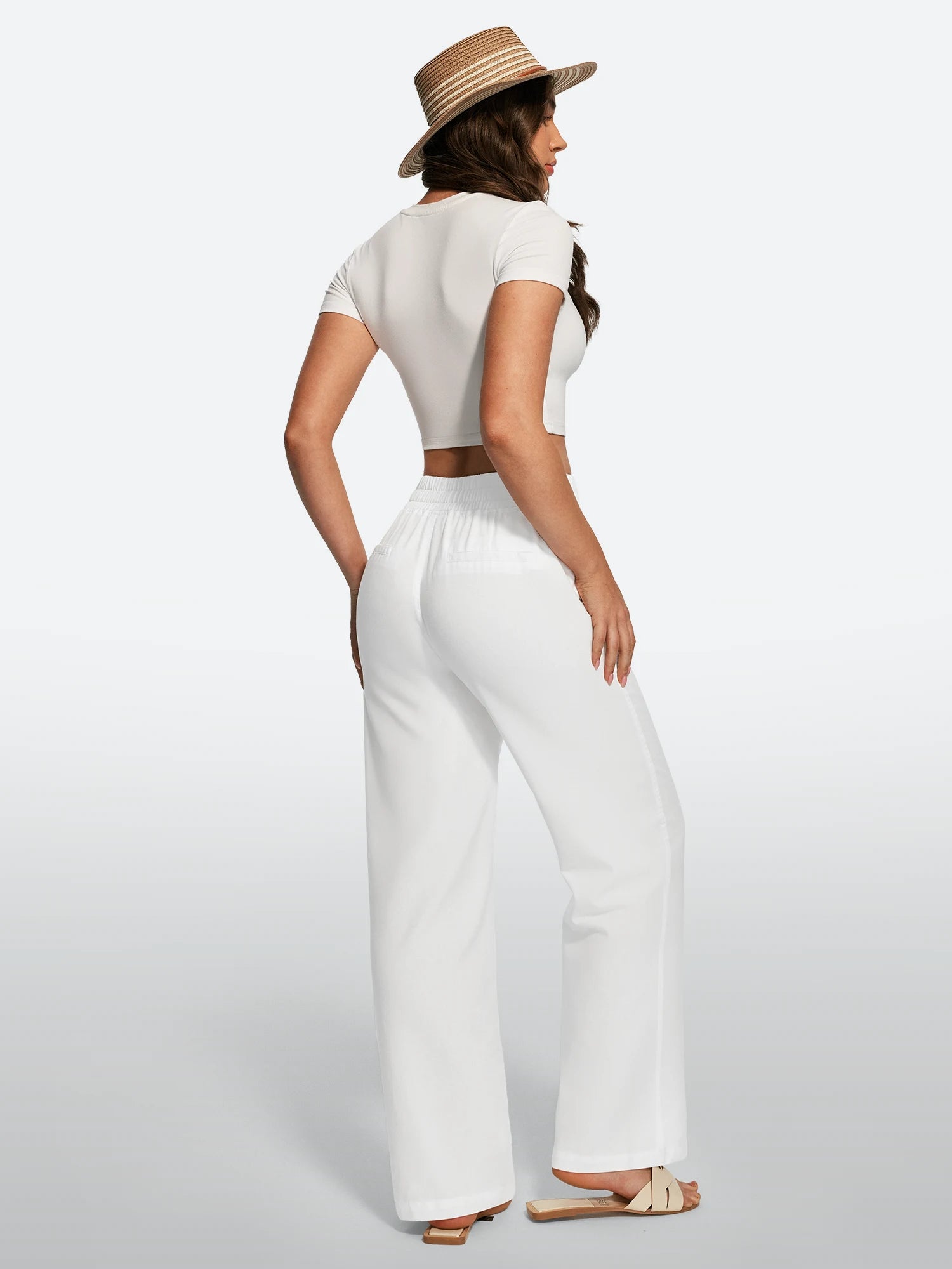 IUGA Cotton Linen Pull-On Wide Leg Pants With Pockets | Affordable Yoga Leggings & Activewear by IUGA