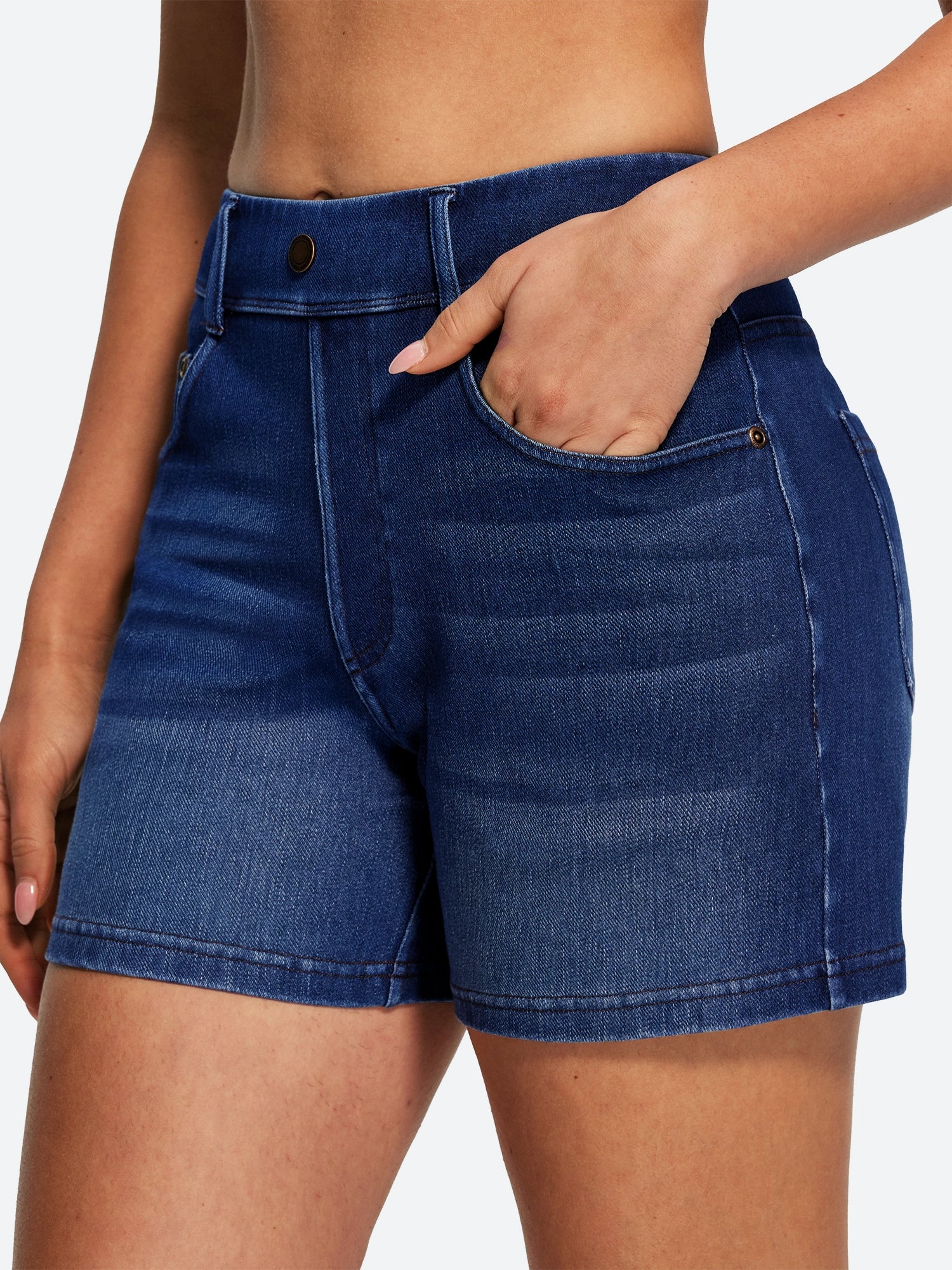 IUGA FlexDenim® Pull On Stretchy High Waist Denim Shorts With Pockets