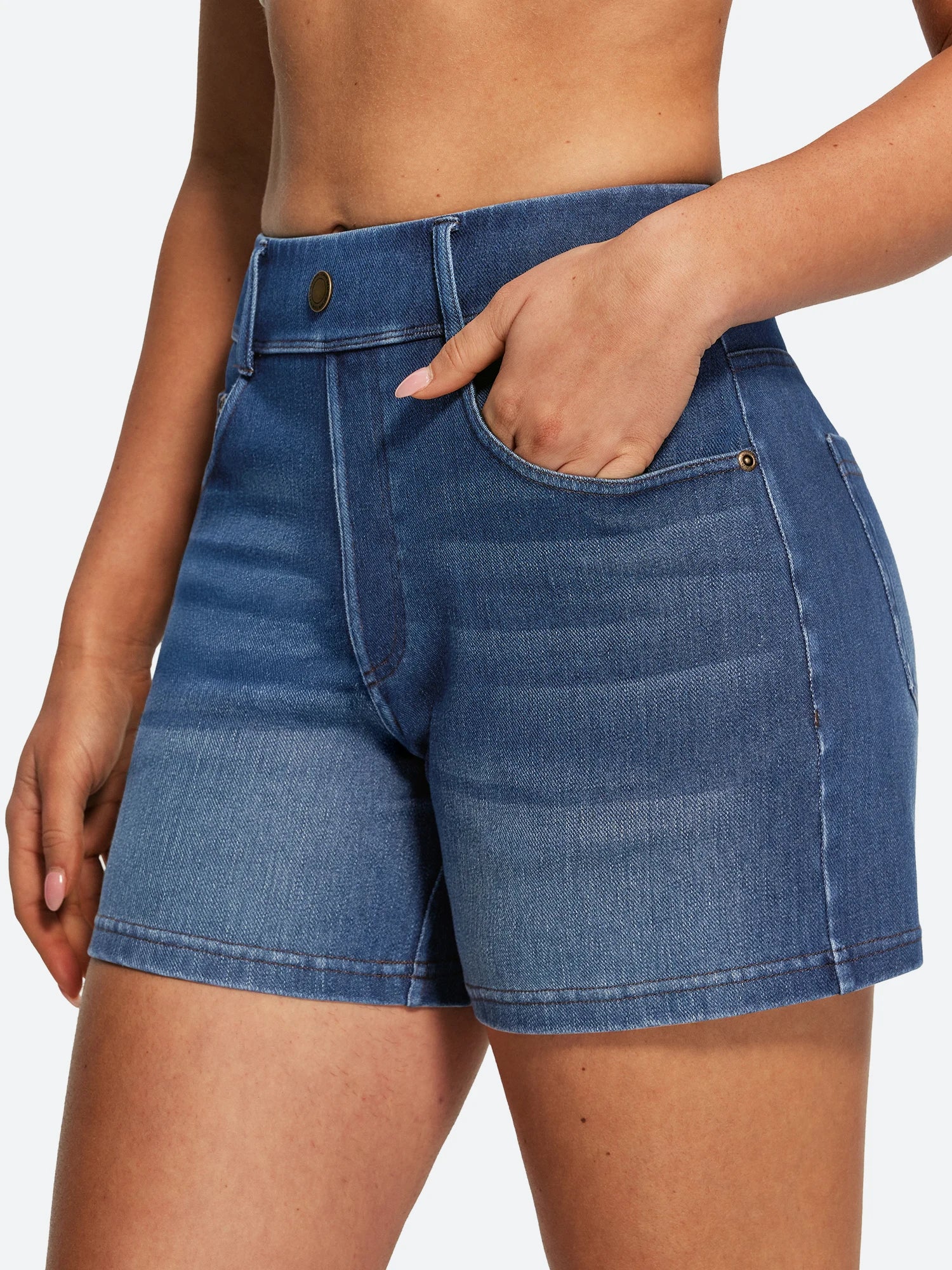 IUGA FlexDenim® Hight Waist Denim Shorts With Pockets | Affordable Yoga Leggings & Activewear by IUGA