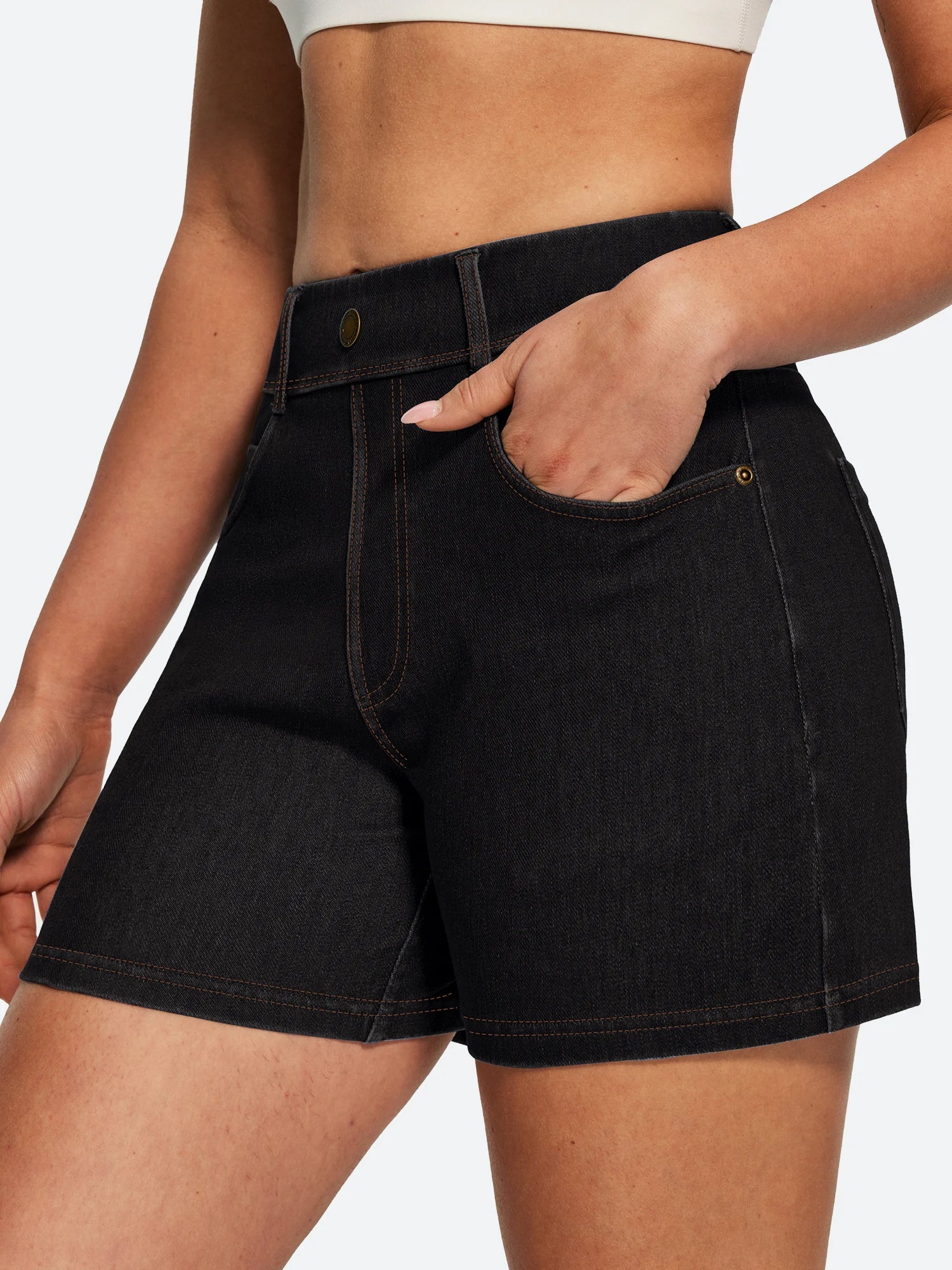 IUGA FlexDenim® Hight Waist Denim Shorts With Pockets | Affordable Yoga Leggings & Activewear by IUGA