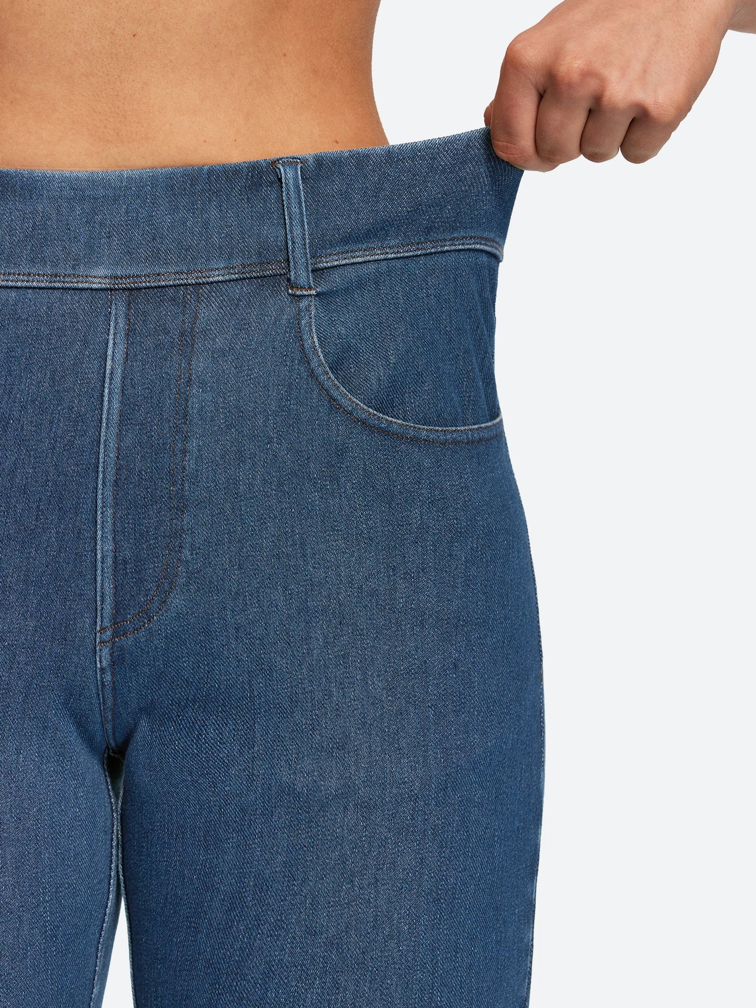 IUGA FlexDenim® Pull On High Waisted Knee Length Loose Fit Jean Shorts With Pockets | Affordable Yoga Leggings & Activewear by IUGA