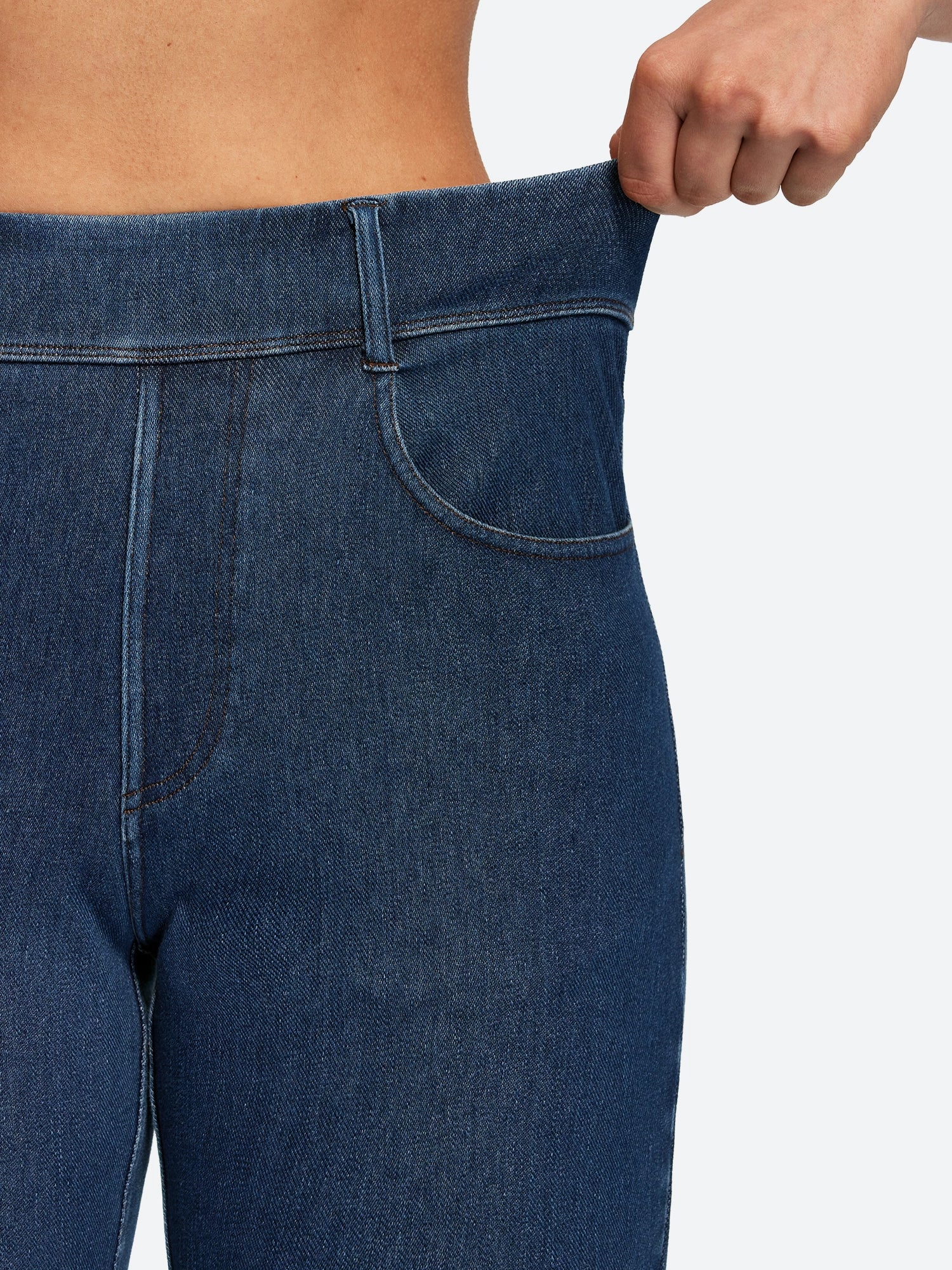IUGA FlexDenim® Pull On High Waisted Knee Length Loose Fit Jean Shorts With Pockets | Affordable Yoga Leggings & Activewear by IUGA
