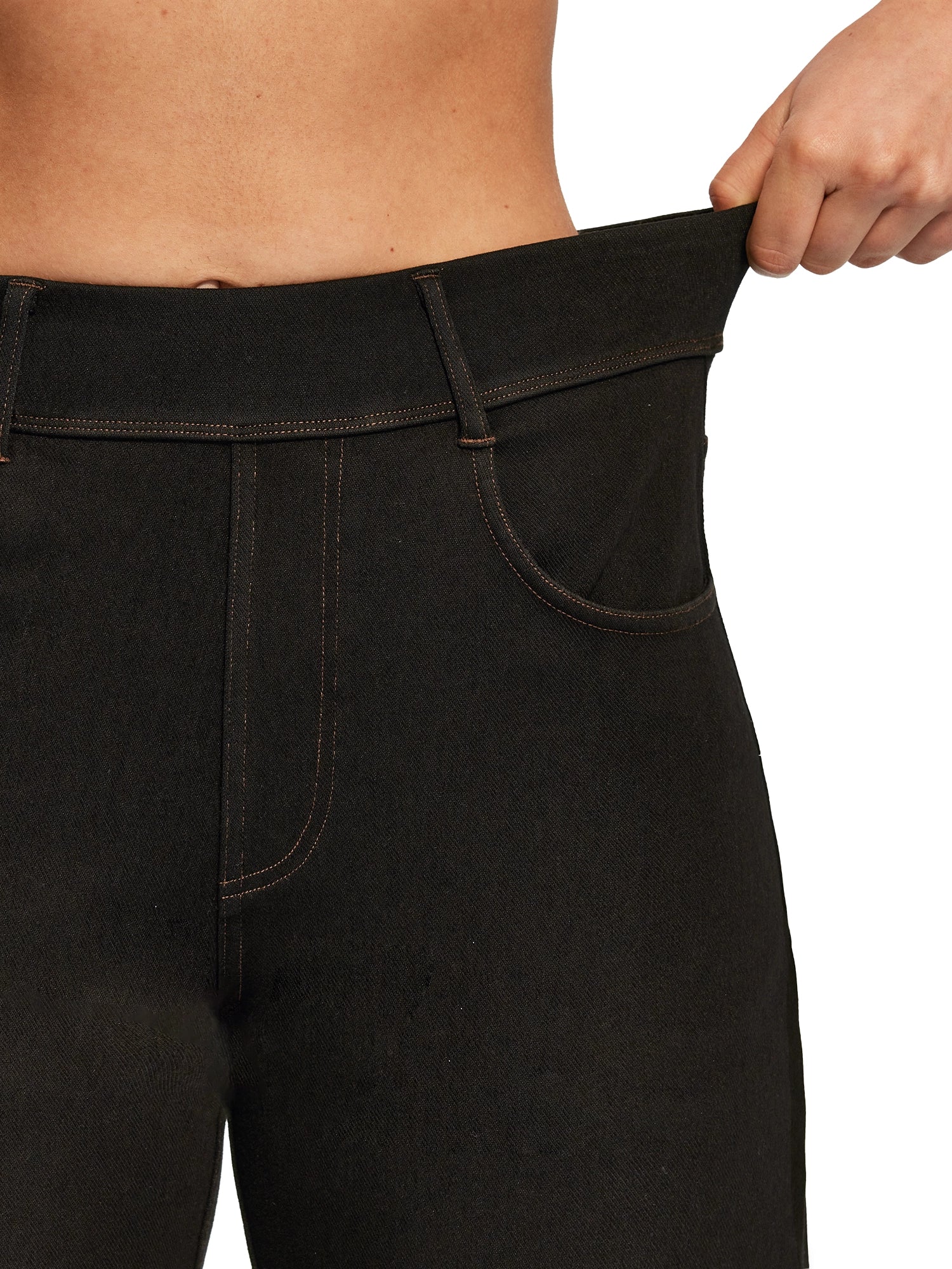IUGA FlexDenim® Pull On High Waisted Knee Length Loose Fit Jean Shorts With Pockets | Affordable Yoga Leggings & Activewear by IUGA