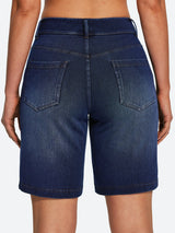 IUGA FlexDenim® Pull On High Waisted Knee Length Loose Fit Jean Shorts With Pockets | Affordable Yoga Leggings & Activewear by IUGA