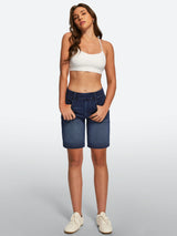 IUGA FlexDenim® Pull On High Waisted Knee Length Loose Fit Jean Shorts With Pockets | Affordable Yoga Leggings & Activewear by IUGA