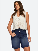 IUGA FlexDenim® Pull On High Waisted Knee Length Loose Fit Jean Shorts With Pockets | Affordable Yoga Leggings & Activewear by IUGA