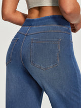 IUGA Pull On Stretchy High Waisted  Wide Leg Capri Jeans With Pockets | Affordable Yoga Leggings & Activewear by IUGA