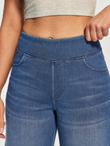 IUGA Pull On Stretchy High Waisted  Wide Leg Capri Jeans With Pockets | Affordable Yoga Leggings & Activewear by IUGA