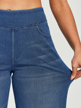 IUGA Pull On Stretchy High Waisted  Wide Leg Capri Jeans With Pockets | Affordable Yoga Leggings & Activewear by IUGA