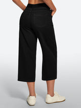 IUGA Pull On Stretchy High Waisted  Wide Leg Capri Jeans With Pockets | Affordable Yoga Leggings & Activewear by IUGA