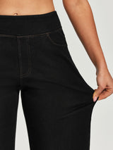 IUGA Pull On Stretchy High Waisted  Wide Leg Capri Jeans With Pockets | Affordable Yoga Leggings & Activewear by IUGA