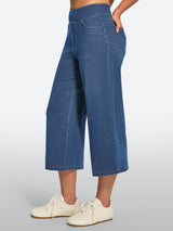 IUGA FlexDenim® Pull On Stretchy High Waisted  Wide Leg Capri Jeans With Pockets | Affordable Yoga Leggings & Activewear by IUGA