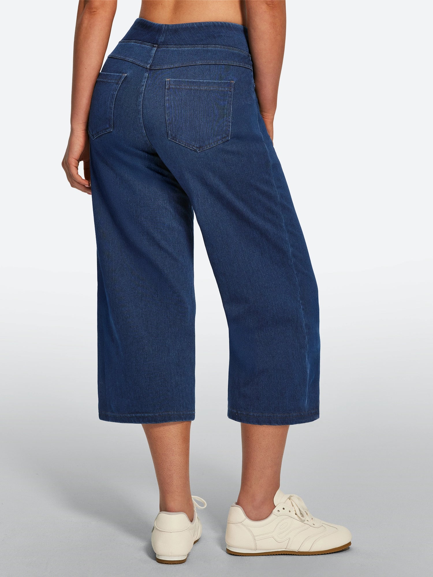 IUGA FlexDenim® Pull On Stretchy High Waisted  Wide Leg Capri Jeans With Pockets | Affordable Yoga Leggings & Activewear by IUGA