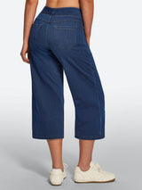 IUGA FlexDenim® Pull On Stretchy High Waisted  Wide Leg Capri Jeans With Pockets | Affordable Yoga Leggings & Activewear by IUGA