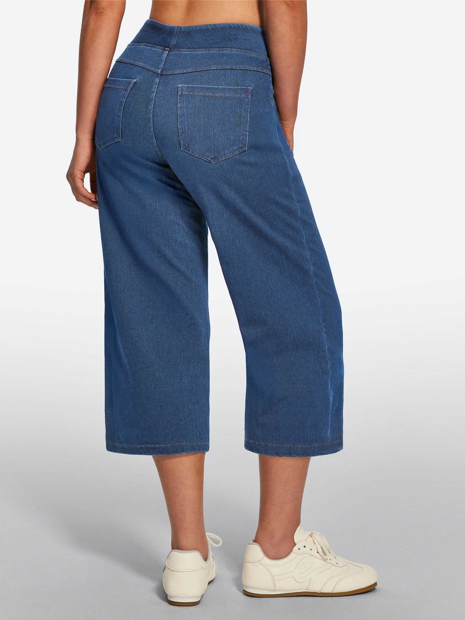 IUGA FlexDenim® Pull On Stretchy High Waisted  Wide Leg Capri Jeans With Pockets | Affordable Yoga Leggings & Activewear by IUGA