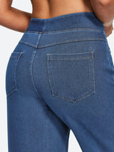 IUGA FlexDenim® Pull On Stretchy High Waisted  Wide Leg Capri Jeans With Pockets | Affordable Yoga Leggings & Activewear by IUGA