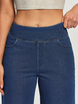 IUGA FlexDenim® Pull On Stretchy High Waisted  Wide Leg Capri Jeans With Pockets | Affordable Yoga Leggings & Activewear by IUGA