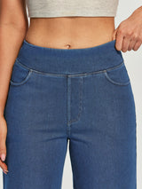 IUGA FlexDenim® Pull On Stretchy High Waisted  Wide Leg Capri Jeans With Pockets | Affordable Yoga Leggings & Activewear by IUGA