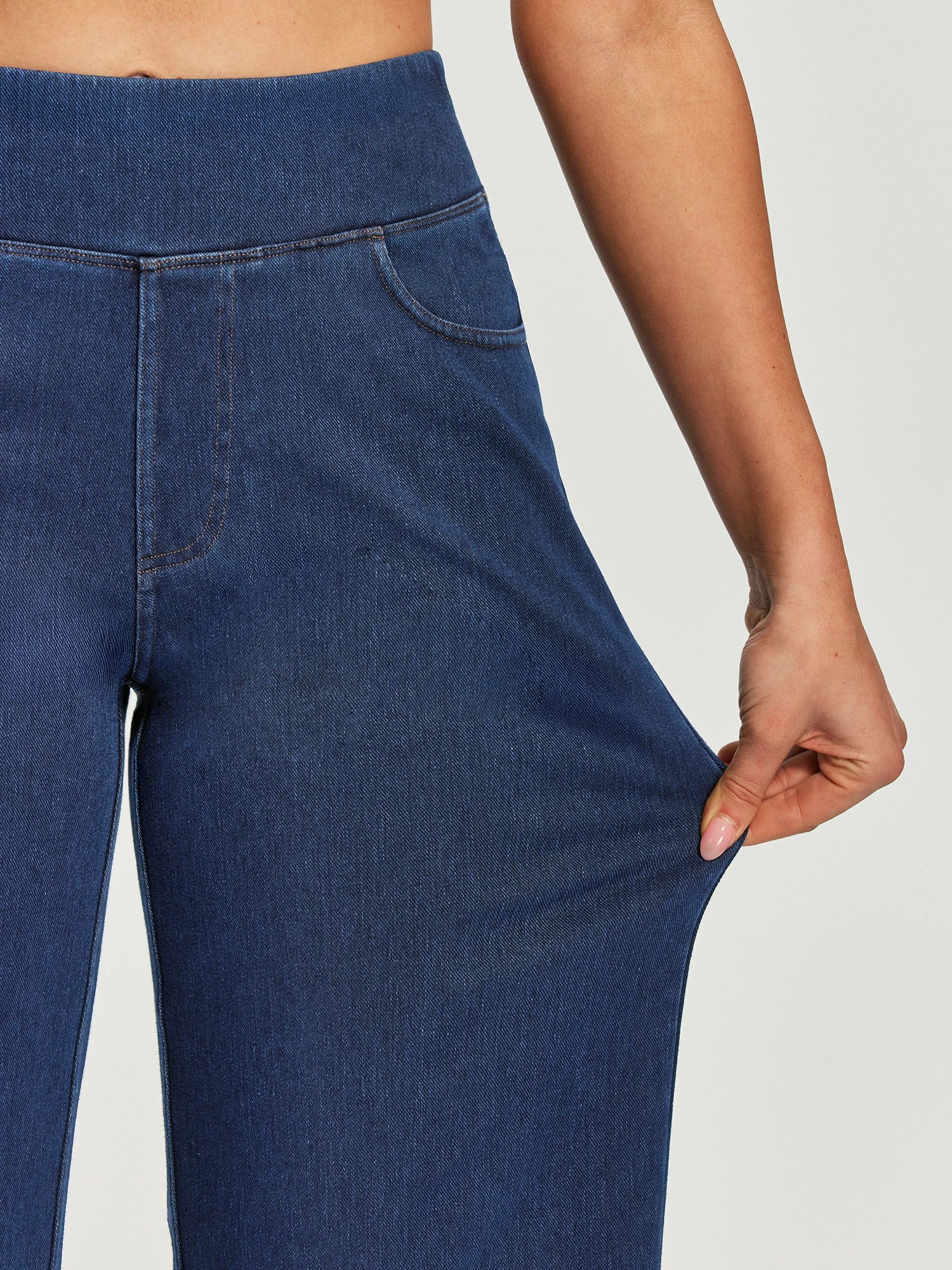 IUGA FlexDenim® Pull On Stretchy High Waisted  Wide Leg Capri Jeans With Pockets | Affordable Yoga Leggings & Activewear by IUGA