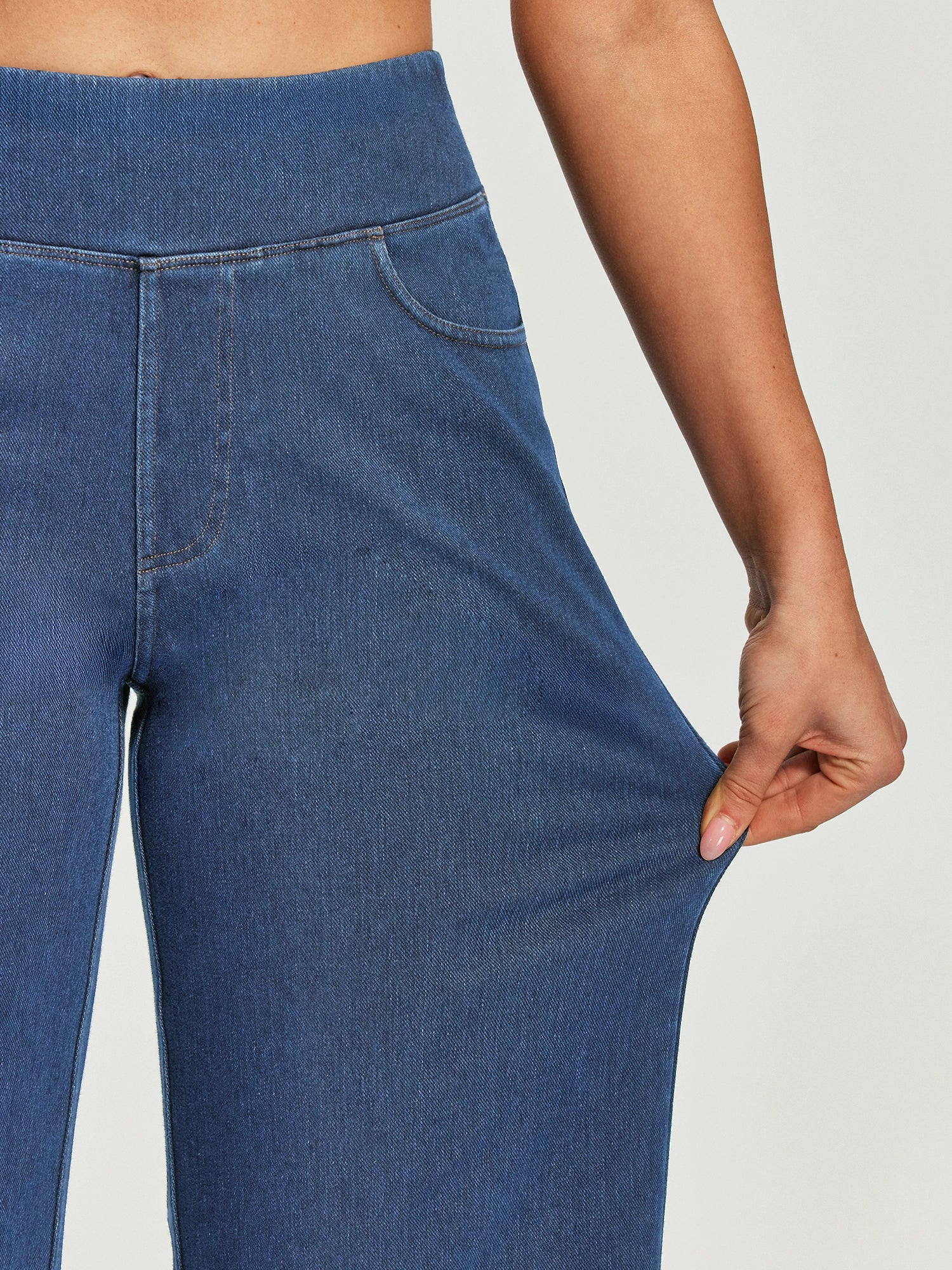 IUGA FlexDenim® Pull On Stretchy High Waisted  Wide Leg Capri Jeans With Pockets | Affordable Yoga Leggings & Activewear by IUGA