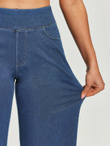 IUGA FlexDenim® Pull On Stretchy High Waisted  Wide Leg Capri Jeans With Pockets | Affordable Yoga Leggings & Activewear by IUGA