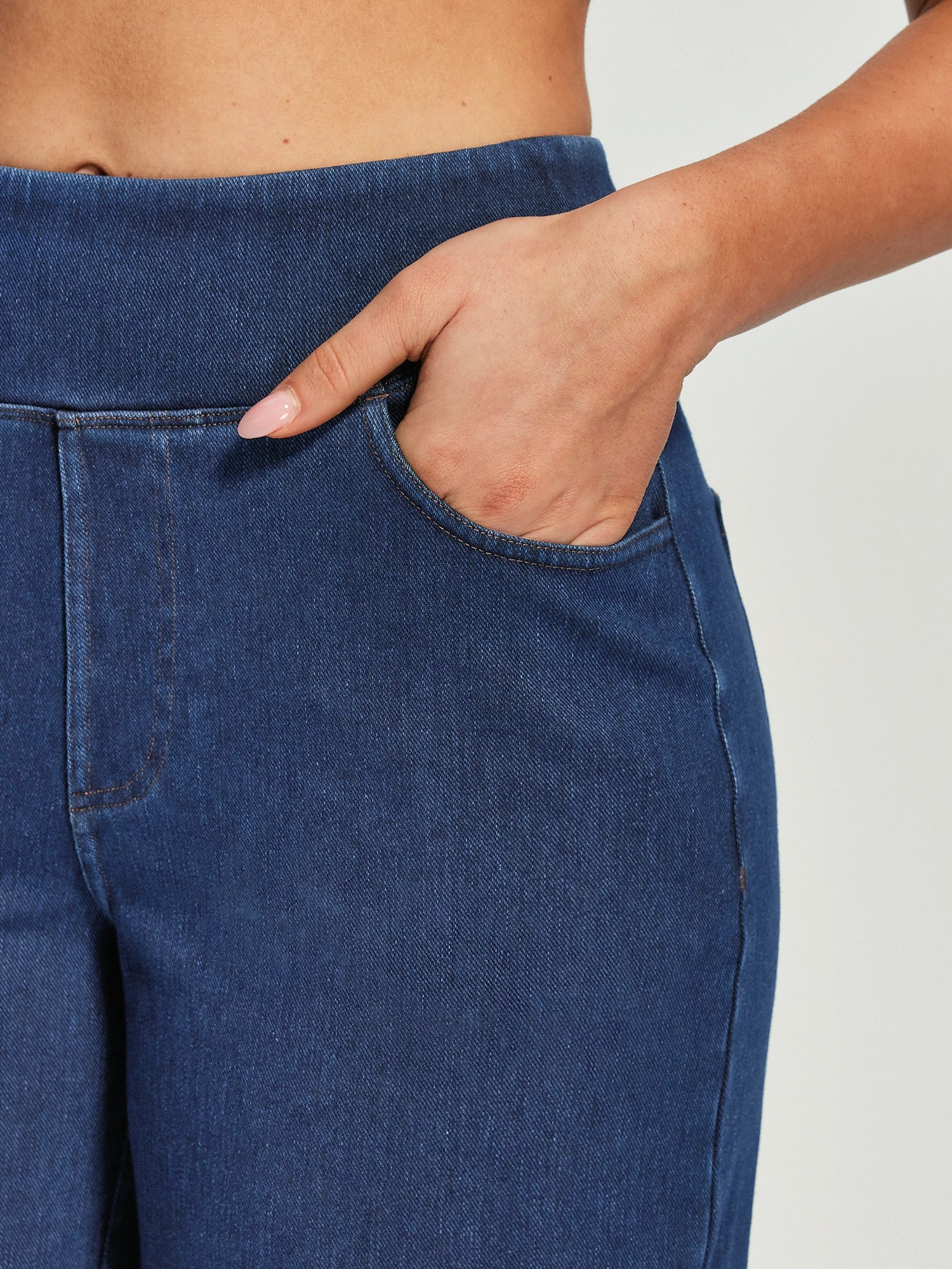 IUGA FlexDenim® Pull On Stretchy High Waisted  Wide Leg Capri Jeans With Pockets | Affordable Yoga Leggings & Activewear by IUGA