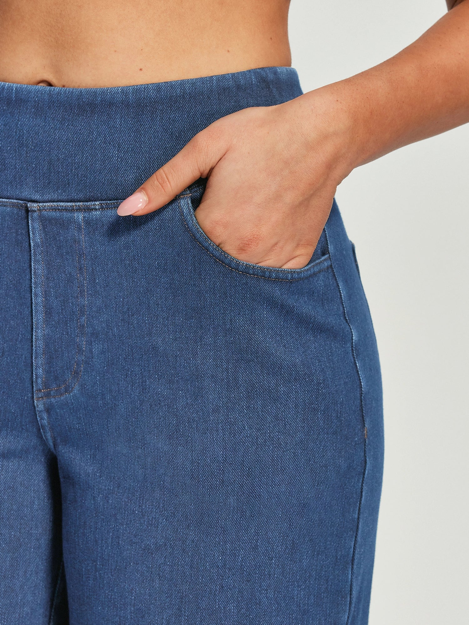 IUGA FlexDenim® Pull On Stretchy High Waisted  Wide Leg Capri Jeans With Pockets | Affordable Yoga Leggings & Activewear by IUGA