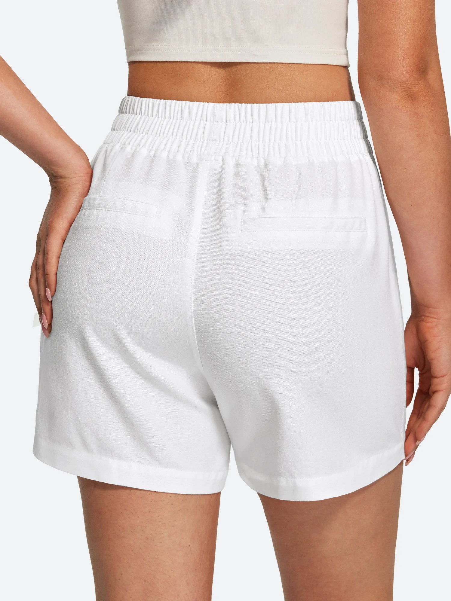 IUGA High Waisted Pull-On Comfy Linen Shorts With Pockets | Affordable Yoga Leggings & Activewear by IUGA