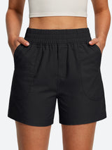 IUGA High Waisted Pull-On Comfy Linen Shorts With Pockets | Affordable Yoga Leggings & Activewear by IUGA