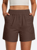 IUGA High Waisted Pull-On Comfy Linen Shorts With Pockets | Affordable Yoga Leggings & Activewear by IUGA